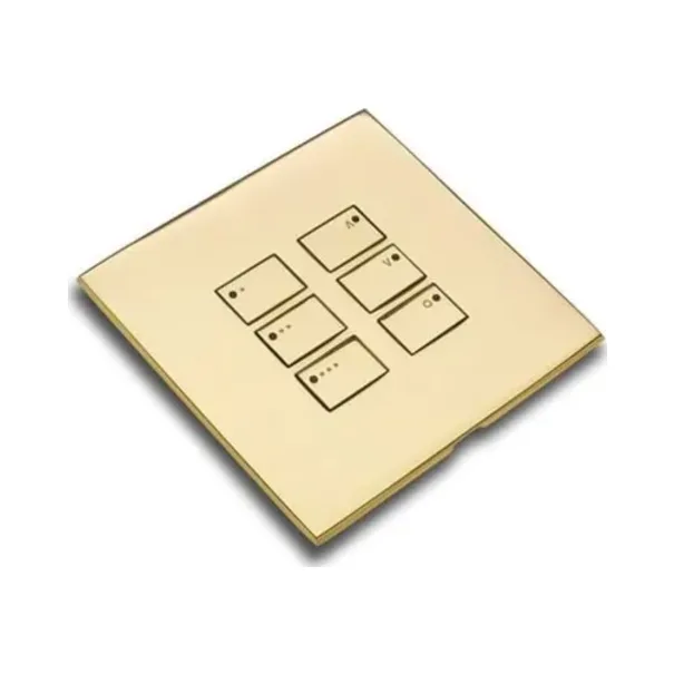 Rako Cover Plate Kit for EOS Wired Control Modules - WP-EOS-6161-PB - Double Gang 12-Button - Four Sets of Raise, Stop, Lower - Polished Brass 1 RAKO WP-EOS-6161-PB Rako Cover Plate Kit for EOS Wired Control Modules - Double Gang 12-Button - Four Sets of Raise