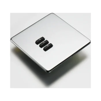 Rako WLF-030-MSS Cover Plate Kit, Single Gang, 3-Button, Mirrored Stainless Steel, Screwless Flush Mount, Crabtree Platinum Compatible, Designed for Rako WCM-030 Control Modules.