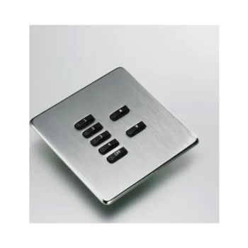 Rako WLF-070-SS Cover Plate Kit, Single Gang, 7-Button, Brushed Stainless Steel, Screwless Flush Mount, Designed for Rako WCM-070 Control Modules.