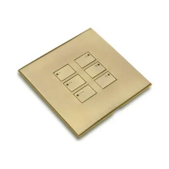 Rako WP-EOS-6-AB Cover Plate Kit, Single Gang, 6-Button, Antique Brass, Screwless Flush Mount, Compatible with Rako EOS Wired Control Modules.