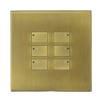 Rako WP-EOS-60-AB EOS Cover Plate Kit - Single Gang 6-Button - 3 Scenes - Antique Brass