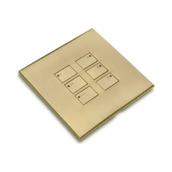Rako WP-EOS-6-AB Cover Plate Kit, Single Gang, 6-Button, Antique Brass, Screwless Flush Mount, Compatible with Rako EOS Wired Control Modules.