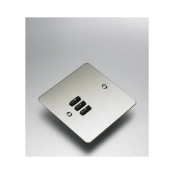 Rako WVF-030-SS Cover Plate Kit, Single Gang, 3-Button, Brushed Stainless Steel, Flush/Surface Mounting, Compatible with Rako WCM-030 Control Modules.