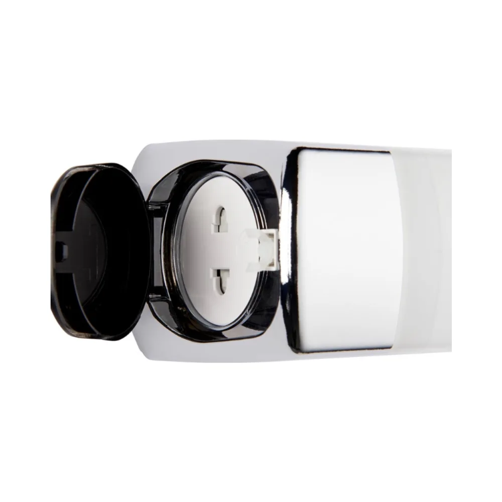 Saxby 113573 Jude CCT 8W IP44 Bathroom Shaver Light 2 Saxby 113573 Jude CCT 8W IP44 bathroom shaver light with chrome-effect finish, adjustable colour temperature, and integrated shaver socket.