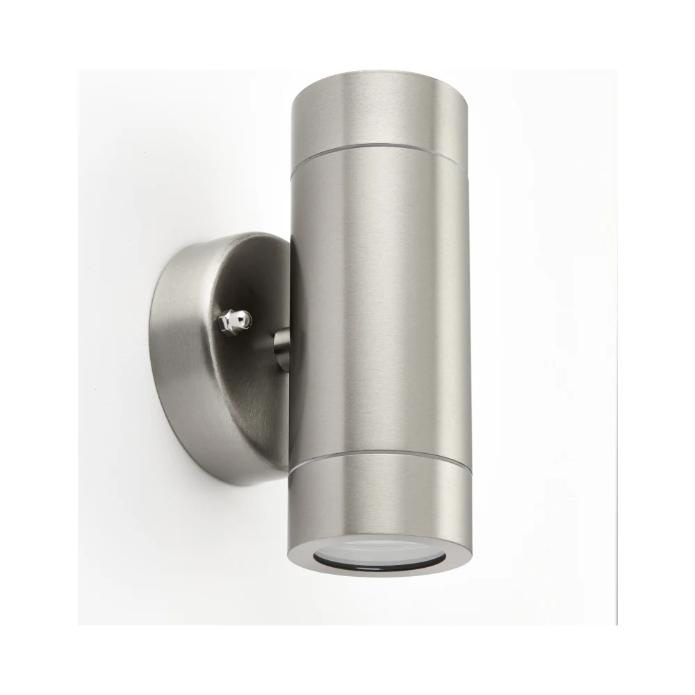 Saxby 13802 Palin Brushed Stainless Steel IP44 2 x GU10 Wall Light 2 Saxby 13802 Palin Brushed Stainless Steel IP44 2 x GU10 Wall Light 2
