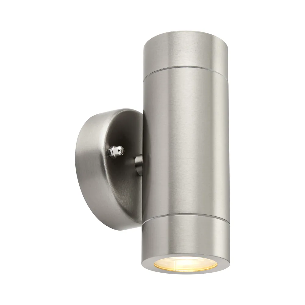 Saxby 13802 Palin Brushed Stainless Steel IP44 2 x GU10 Wall Light 1 Saxby 13802 Brushed Stainless Steel GU10 Wall Light