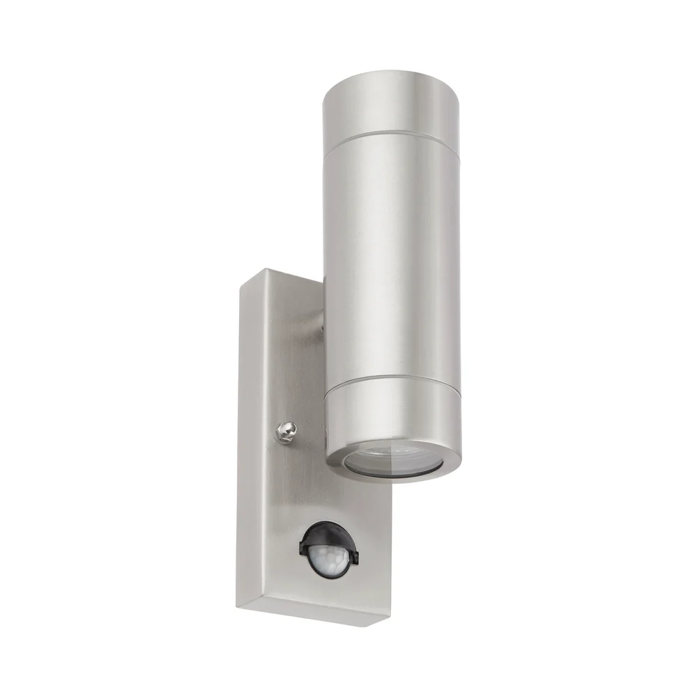 Saxby 75430 Palin PIR Brushed Stainless Steel IP44 2 x GU10 Wall Light 2 Saxby 75430 Palin PIR Brushed Stainless Steel IP44 2 x GU10 Wall Light 2