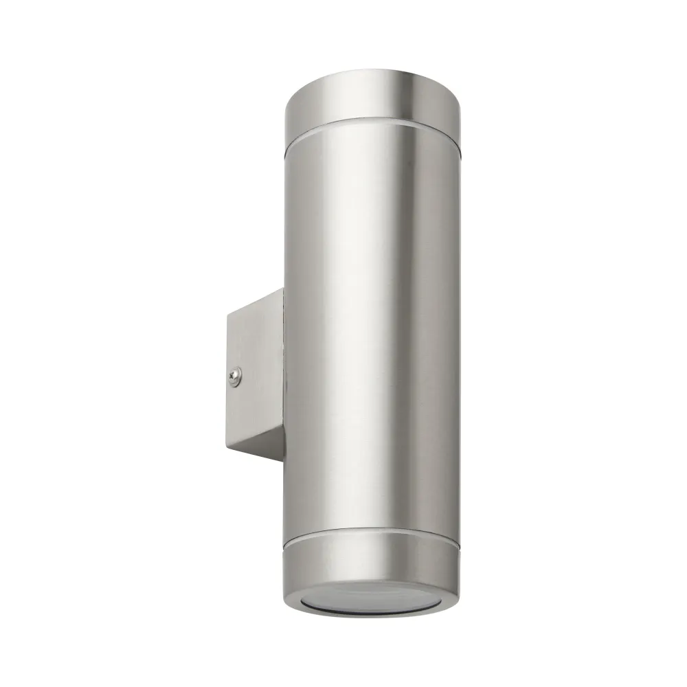 Saxby 98437 Palin XL Brushed Stainless Steel IP44 2 x GU10 Wall Light 2 Saxby 98437 Palin XL Brushed Stainless Steel IP44 2 x GU10 Wall Light 2