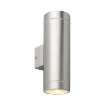 Saxby 98437 Palin XL Brushed Stainless Steel IP44 2 x GU10 Wall Light