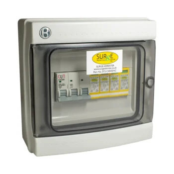 Surge Devices SY2-C40XENCM Surge Devices Type 2 20kA/40kA 3 Phase SPD with Window Indication & 3P 32A MCB in IP65 Polycarbonate Enclosure
