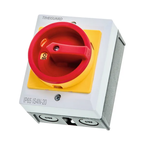 Timeguard | IS4N-20 | 4 Pole 20A AC | Rotary Isolator Switch 1 Timeguard IS4N-20 4 Pole 20A Rotary Isolator