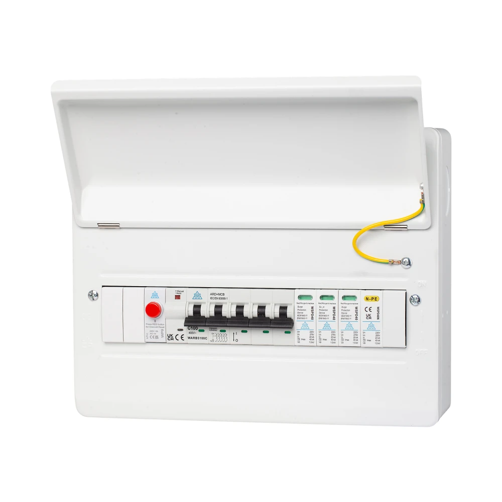 3 Phase PME / PEN Fault Detection Unit c/w 5 Pole 100A MCB Type 2 SPD and PME Relay 1 WCED WARB5100C/PMESP WARB5100C/PMESP 3 Phase PME Fault Detection Unit