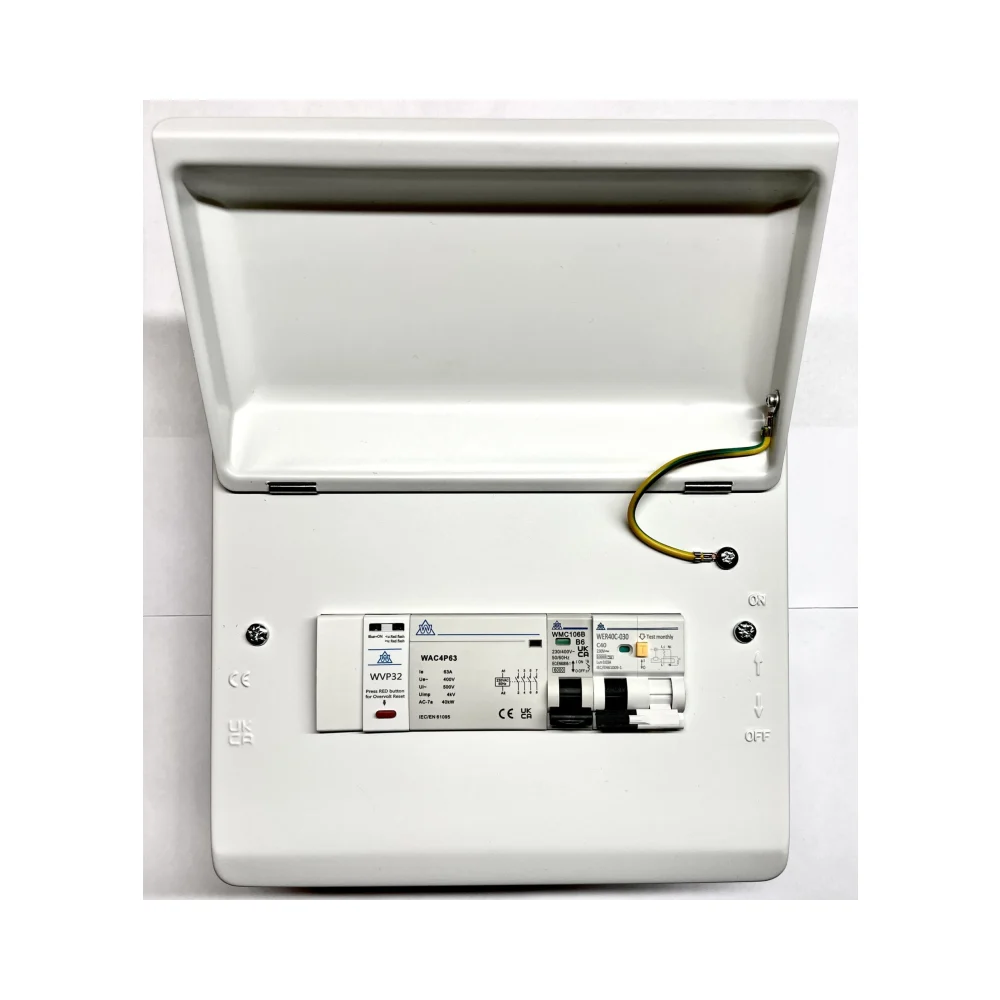 PME / PEN Fault Detection Unit 6 Mod c/w C40 RCBO /4P63A contactor & PME Relays 2 WCED WMEPME06/C40 PME Fault Detection Unit 6 Mod c/w C40 RCBO /4P63A contactor & PME Relays 2