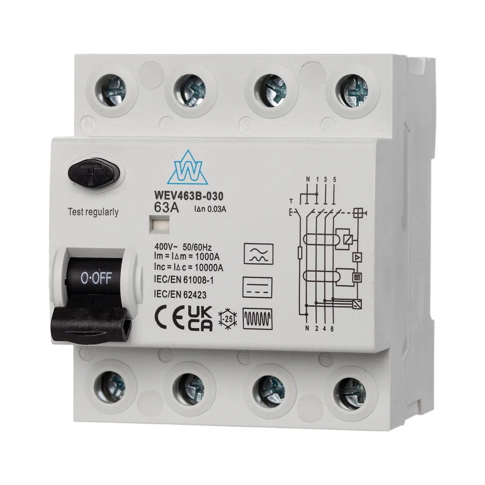 WCED 4 Pole 63A 30mA Type B RCD 1 WCED WEV463B-030 WCED 4 Pole 63A 30mA Type B RCD