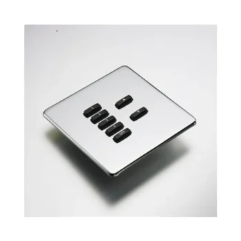 RAKO WLF-070-MSS Rako Cover Plate Kit for Classic Wired Control Modules - Single Gang 7-Button - Screwless Flush Mount Crabtree Platinum - Mirrored Stainless Steel