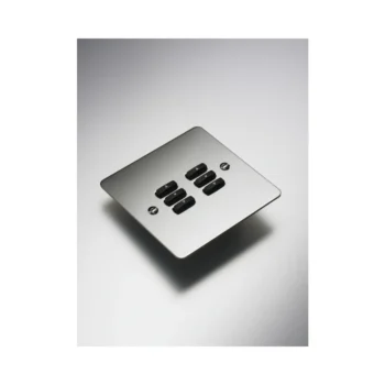 RAKO WVF-060-MSS Rako Cover Plate Kit for Classic Wired Control Modules - Single Gang 6-Button - Flat Plate Flush/Surface Mounting - Mirrored Stainless Steel