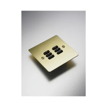 RAKO WVF-060-PB Rako Cover Plate Kit for Classic Wired Control Modules - Single Gang 6-Button - Flat Plate Flush/Surface Mounting - Polished Brass