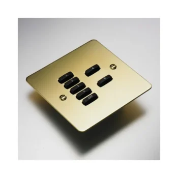RAKO WVF-070-PB Rako Cover Plate Kit for Classic Wired Control Modules - Single Gang 7-Button - Flat Plate Flush/Surface Mounting - Polished Brass