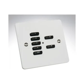 RAKO WVF-070-WM Rako Cover Plate Kit for Classic Wired Control Modules - Single Gang 7-Button - Flat Plate Flush/Surface Mounting - White Metal