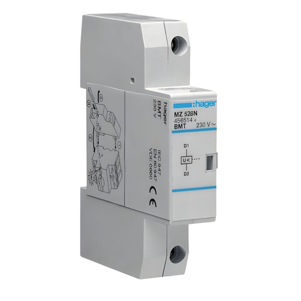 Hager | MZ528N | Under Voltage Release | 230V AC for Motor Starter 1 Hager MZ528N Under Voltage Release