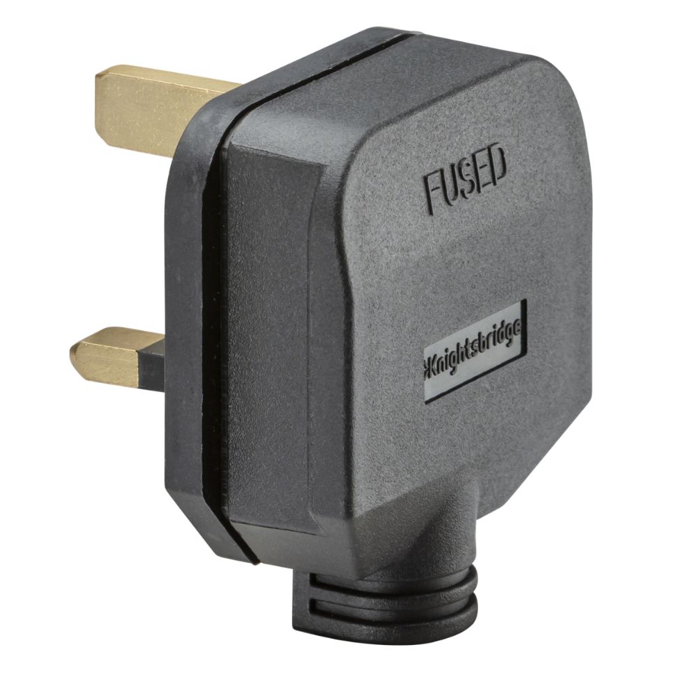 Knightsbridge | SN1383RB | 13A Heavy Duty Rubber Plug | Black 1 13A Heavy Duty Rubber Plug