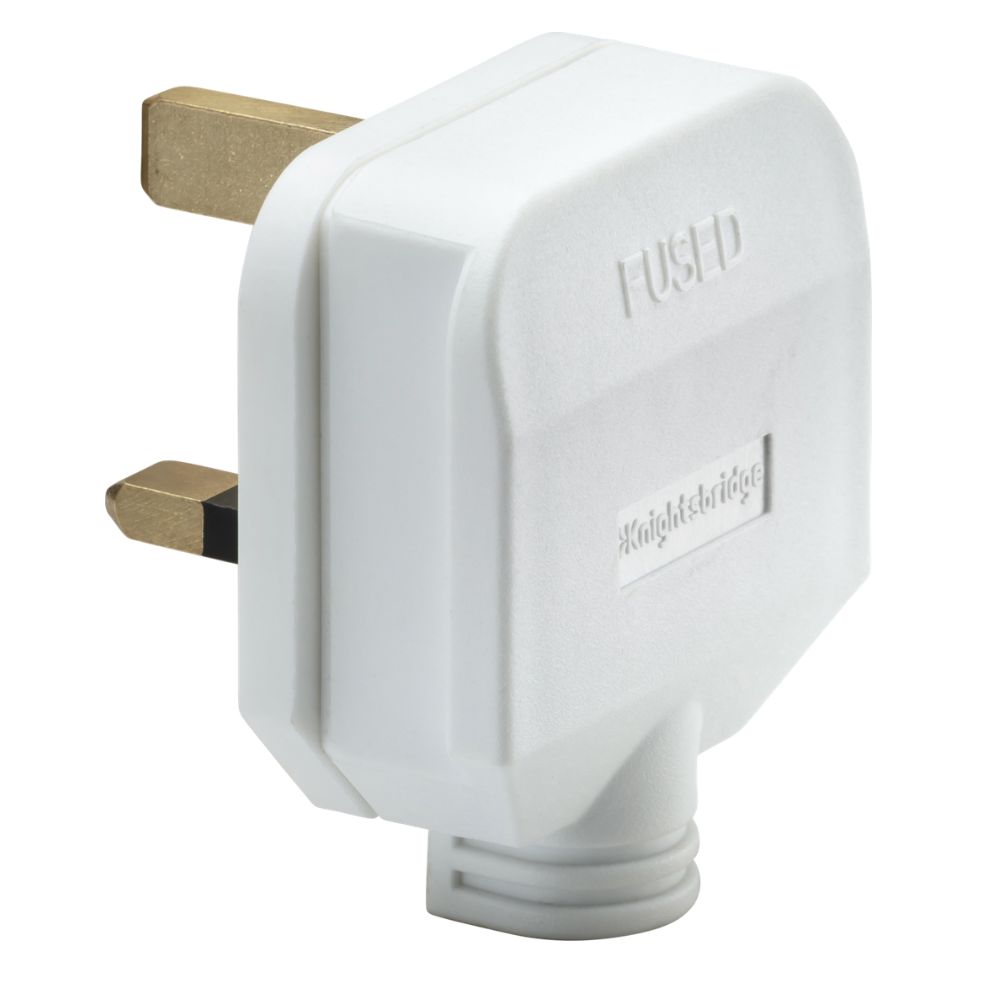 Knightsbridge | SN1383RW | 13A Heavy Duty Rubber Plug | White 1 13A Heavy Duty Rubber Plug White