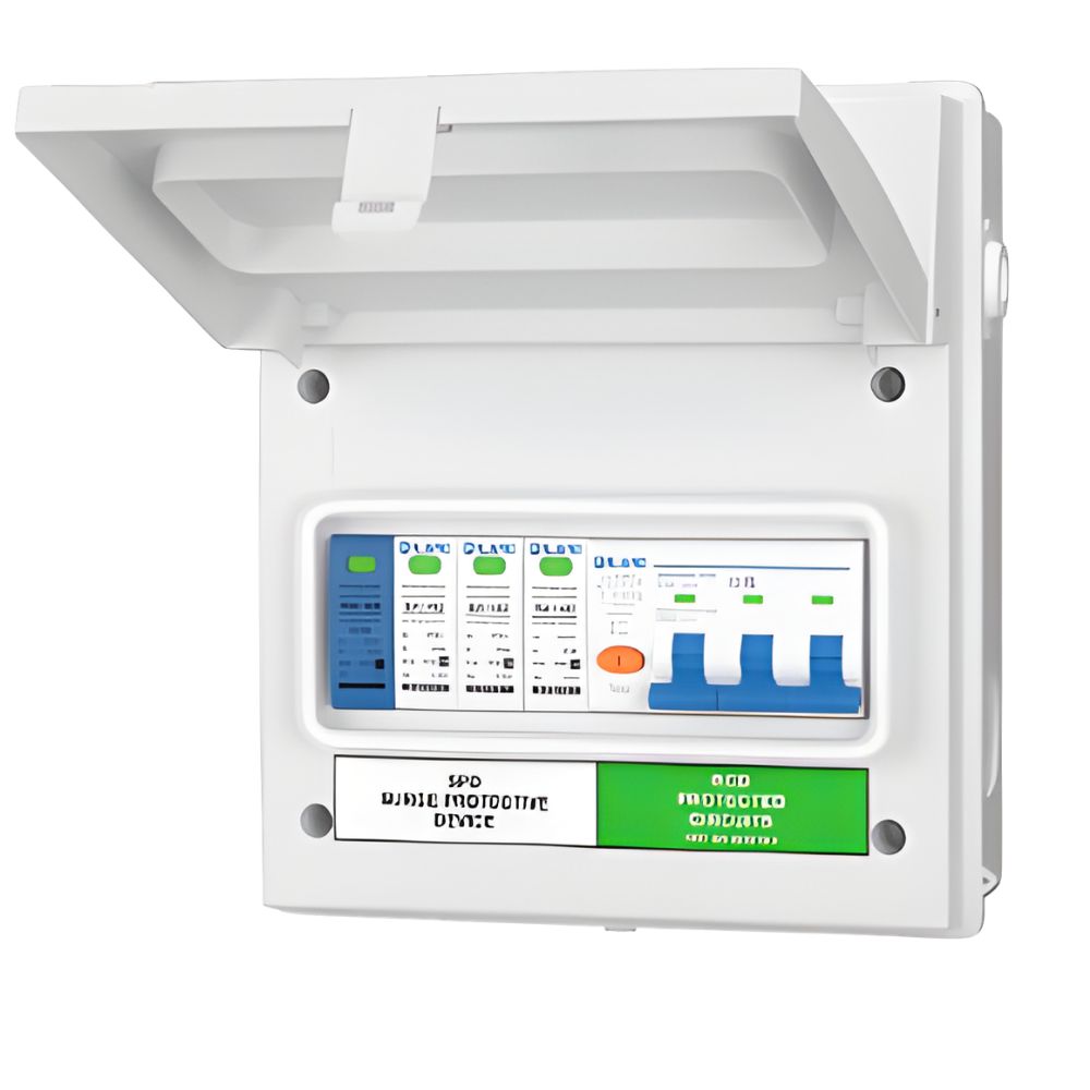 Live Electrical | AGU840SP-P/W | IP65 White Metal EV Charger Consumer Unit | C40A Type A RCBO 1 White IP65 Metal 3 Phase EV Consumer Unit C40A RCBO