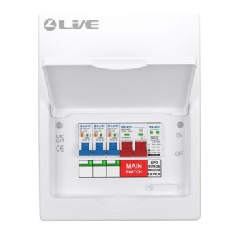 Live Electrical | FMC06SRN/100 | 6 Way Flush Metal Populated RCBO Consumer Unit | SPD | 3 x DP RCBOs