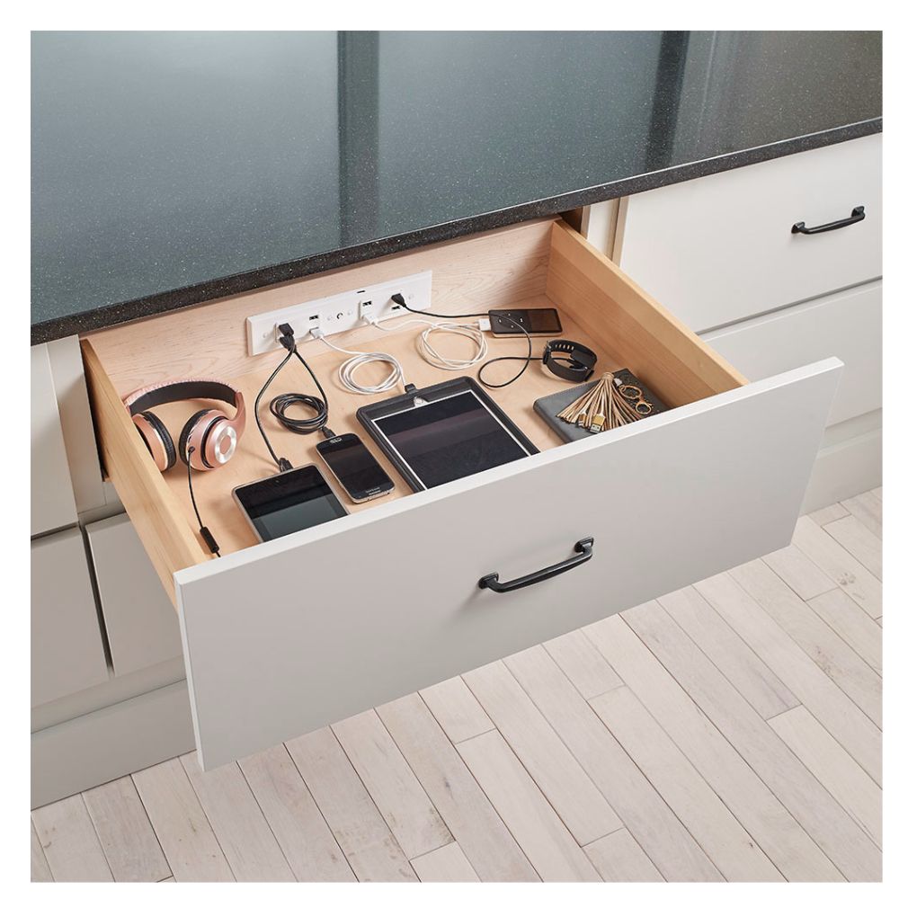 Hafele | 833.53.344 | Docking Drawer Trio Series | 2 x UK Sockets | USB-A + USB-C | White 2 Hafele | 833.53.344 | Docking Drawer Trio Series | 2 x UK Sockets | USB-A + USB-C | White