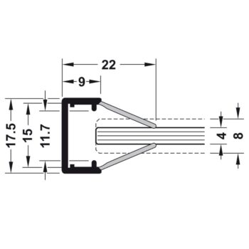 Hafele | 833.74.733 | Loox 5108 Glass Edge LED Profile | Milky Diffuser | 2000mm