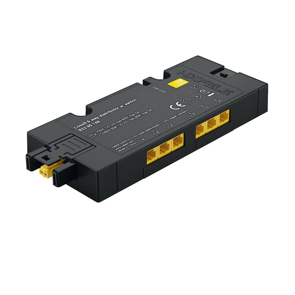 Hafele | 833.95.748 | Loox5 12V 6-Way Distributor | Box to Box | 60W | Switching Function 1 Hafele | 833.95.748 | Loox5 12V 6-Way Distributor | Box to Box | Switching Function