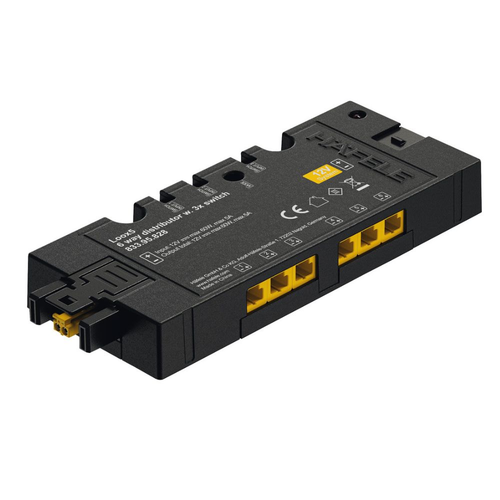 Hafele | 833.95.828 | Loox5 12V 6-Way Distributor | 60W | Multi-Switching Function 1 Hafele | 833.95.828 | Loox5 12V 6-Way Distributor | Multi-Switching Function