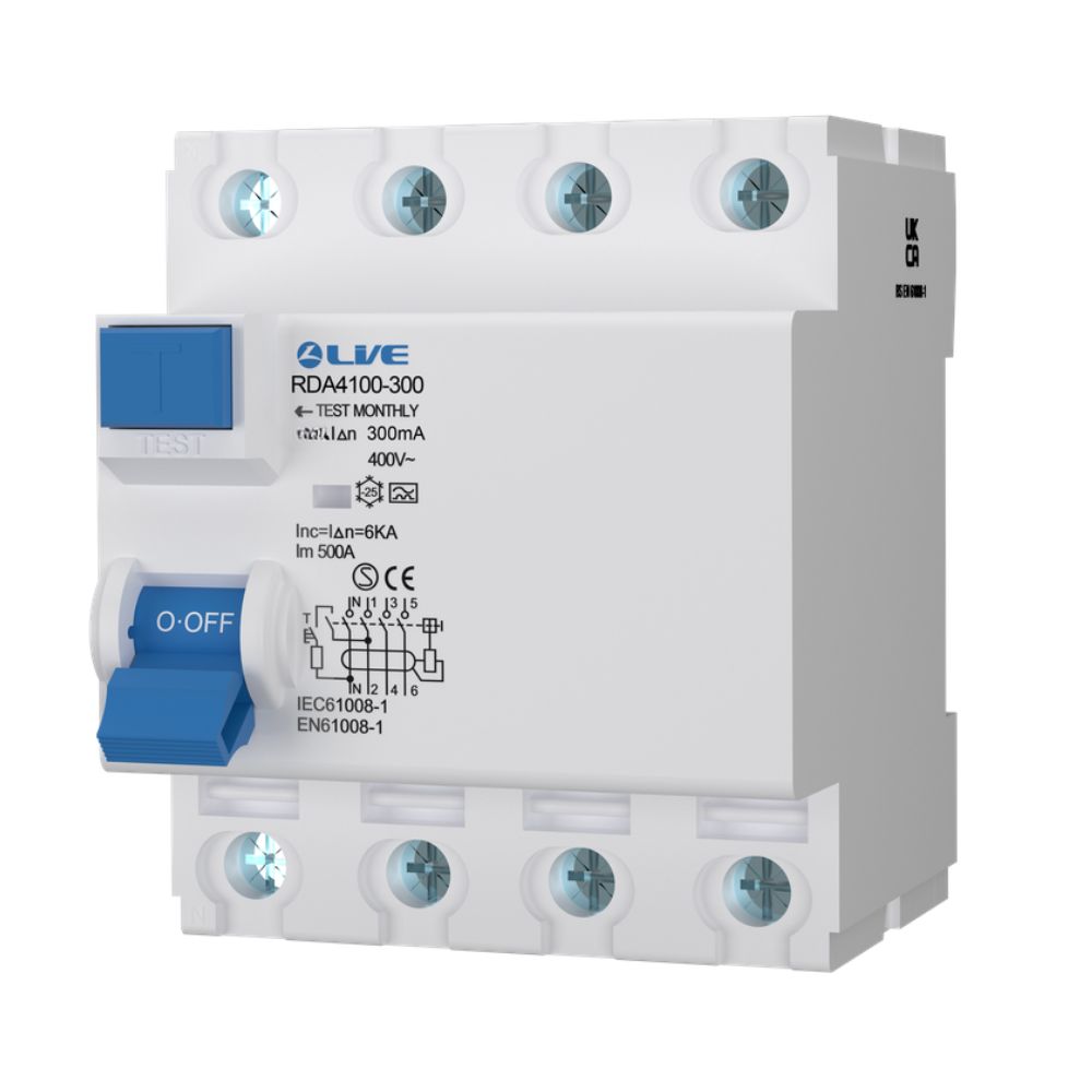 Live Electrical | RDA480-300 | 4 Pole | Bi-Directional Type A RCD | 300mA | 80A 1 Live Electrical RDA480-300 Bi-Directional Type A RCD