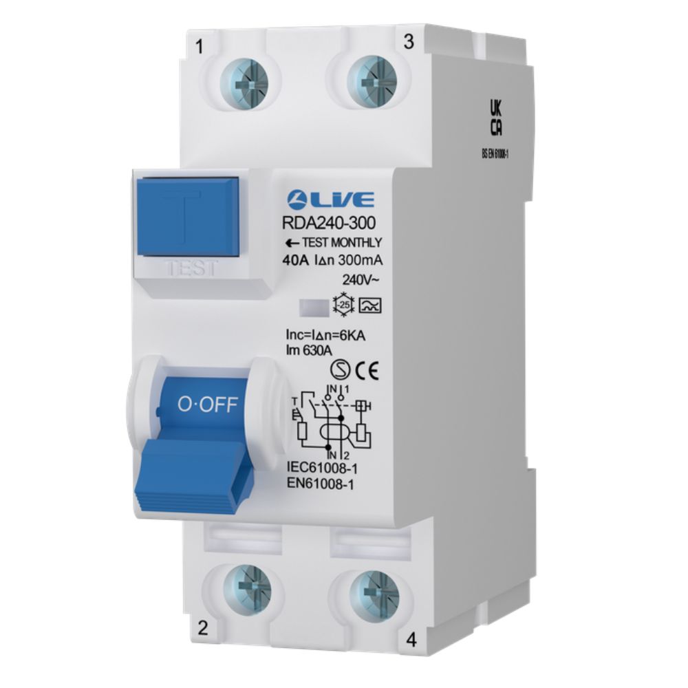 Live Electrical | RDA280-300 | 2 Pole | Bi-Directional Type A RCD | 300mA | 80A 1 Live Electrical RDA280-300 Bi-Directional Type A RCD