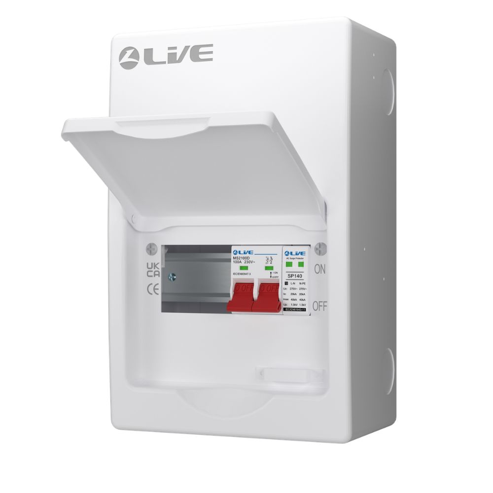 Live Electrical | LSMC06S-SP | SRN | Double Pole Busbar Consumer Unit | Type 2 SPD | 3 Way 1 Live Electrical | LSMC06S-SP | SRN | Double Pole Busbar Consumer Unit | Type 2 SPD | 3 Way