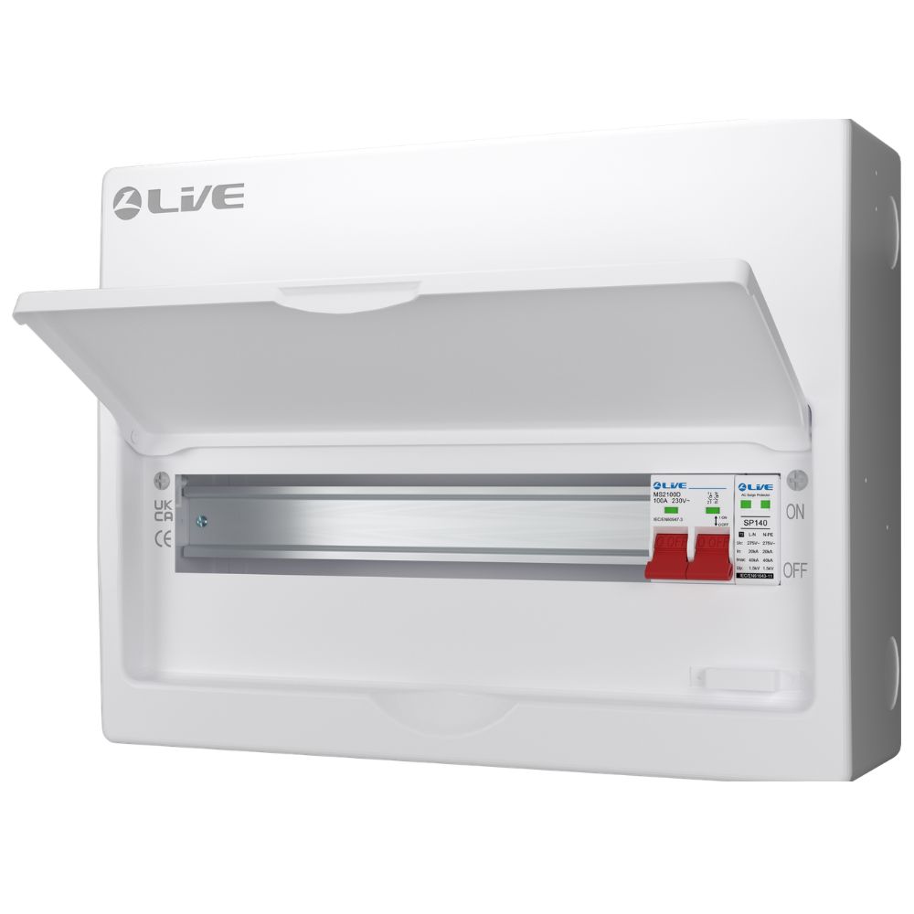 Live Electrical | LSMC16S-SP | SRN | Double Pole Busbar Consumer Unit | Type 2 SPD | 13 Way 1 Live Electrical LSMC16S-SP SRN Consumer Unit
