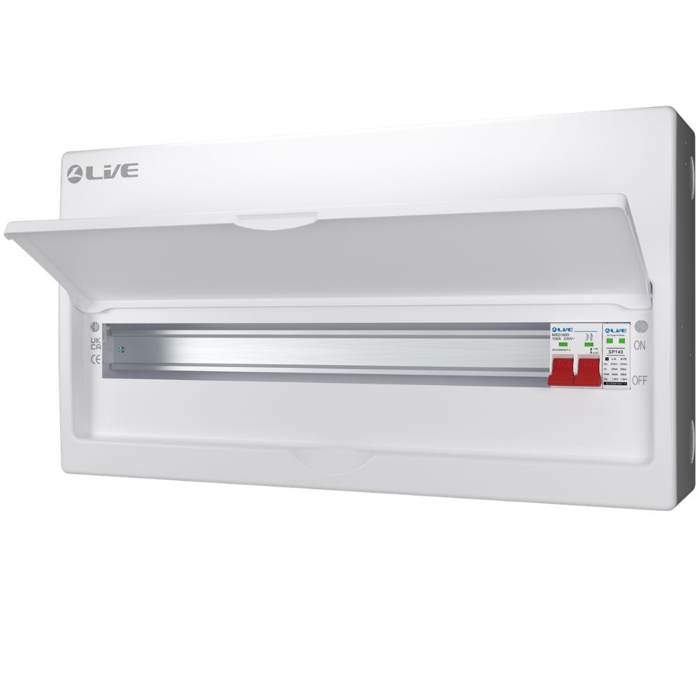 Live Electrical | LSMC24S-SP | SRN | Double Pole Busbar Consumer Unit | Type 2 SPD | 21 Way 1 Live Electrical | LSMC24S-SP | SRN | Double Pole Busbar Consumer Unit | Type 2 SPD | 21 Way