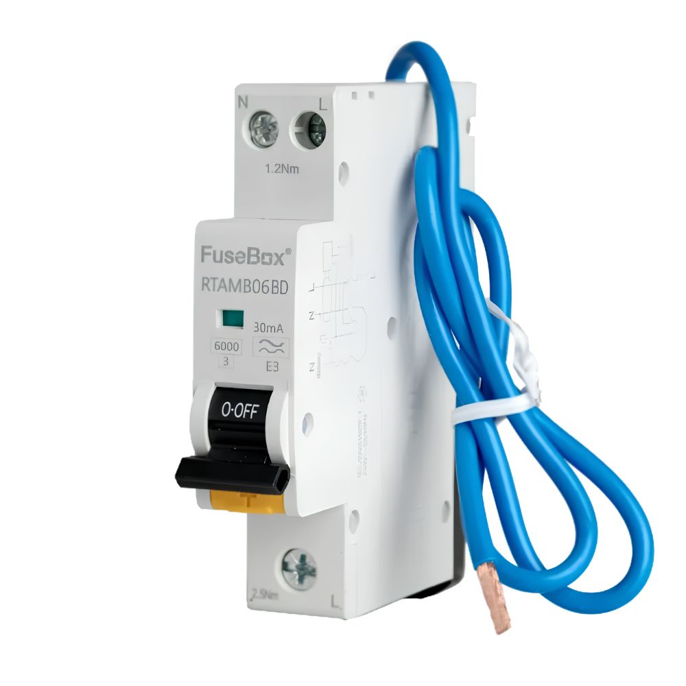 FuseBox | RTAMB20BD | 30mA | Curve B | Type A Bi-Directional Mini RCBO | 20A 1 FuseBox RTAMB20BD Bi-Directional RCBO 20A