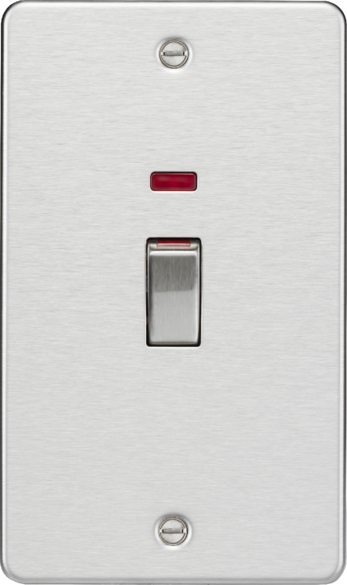 Knightsbridge | FP82MNBC | 45A DP Switch with Neon | 2G Size | Brushed Chrome 1 Knightsbridge FP82MNBC Cooker Switch