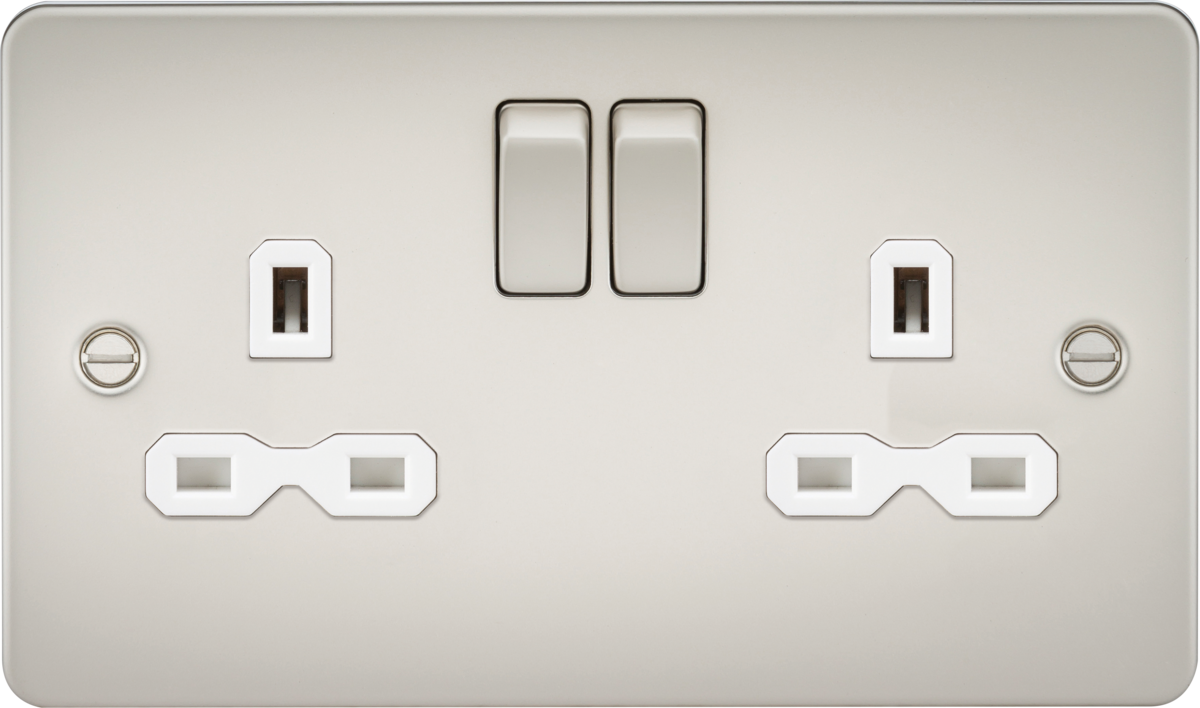 Knightsbridge | FPR9000PLW | 13A 2G DP Switched Socket with Twin Earths | Pearl with White Insert 1 Knightsbridge FPR9000PLW Switched Socket