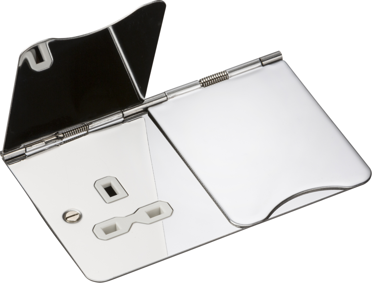 Knightsbridge | FPR9UPCW | 13A 2G Unswitched Floor Socket | Polished Chrome with White Insert 1 Knightsbridge FPR9UPCW Floor Socket