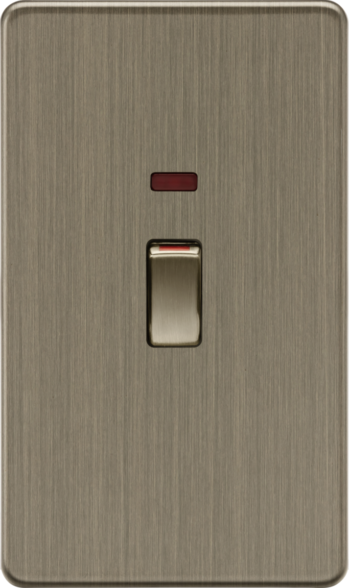 Knightsbridge | SF82MNAB | 45A DP Switch with Neon (2G size) | Antique Brass 1 Knightsbridge SF82MNAB 45A DP Switch