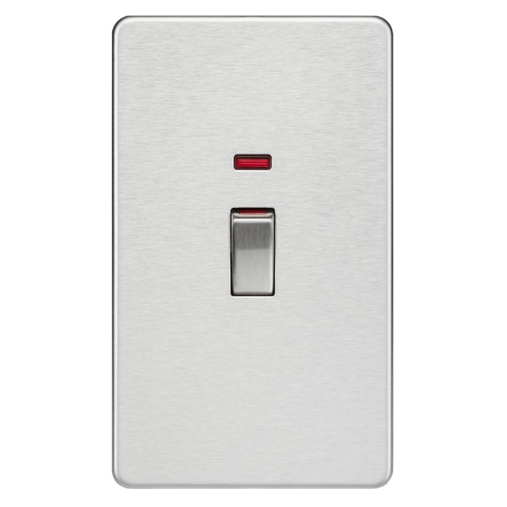 Knightsbridge | SF82MNBC | 45A 2G DP Switch with Neon | Brushed Chrome 1 Knightsbridge SF82MNBC 45A DP Switch