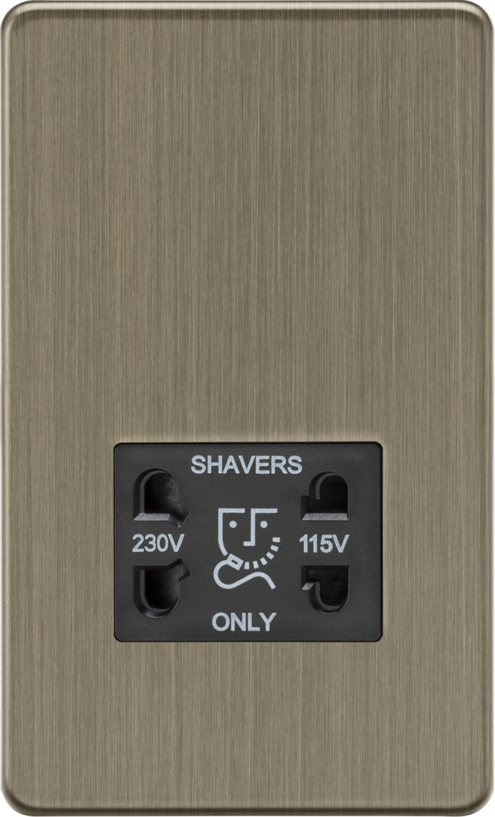 Knightsbridge | SF8900AB | 115V/230V Dual Voltage Shaver Socket | Antique Brass 1 Knightsbridge SF8900AB Shaver Socket