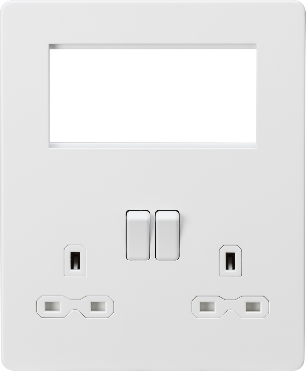 Knightsbridge | SFR194MW | Small Multimedia Combination Plate | Matt White with White Insert 1 Knightsbridge SFR194MW Multimedia Plate