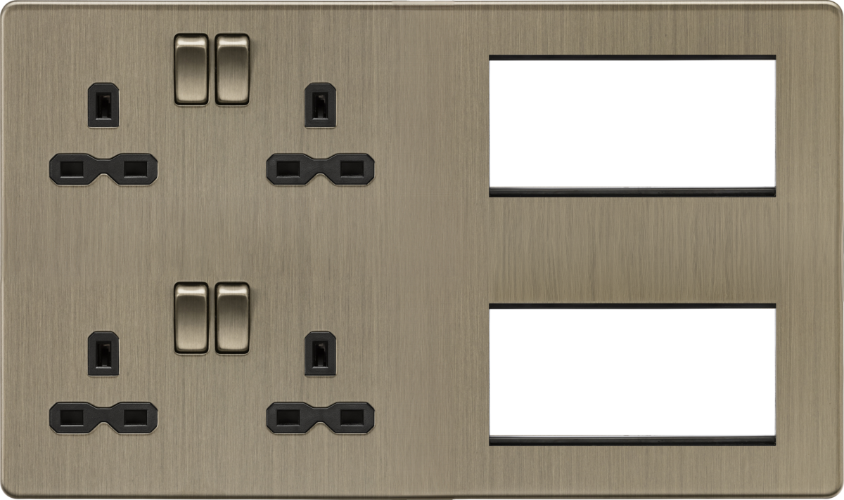 Knightsbridge | SFR298AB | Multimedia Combination Plate | Antique Brass 1 Knightsbridge SFR298AB Multimedia Plate