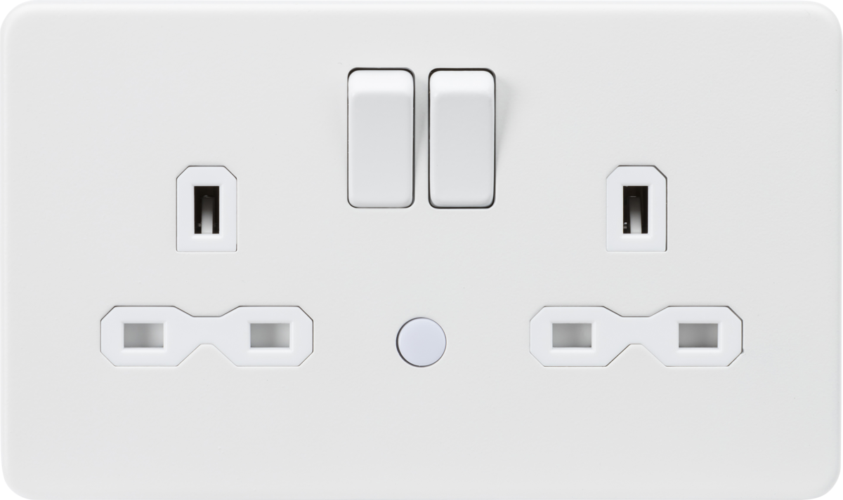 Knightsbridge | SFR9NLMW | 13A 2G DP Switched Socket with Photocell Nightlight Function | Matt White with White Insert 1 Knightsbridge SFR9NLMW Nightlight Socket