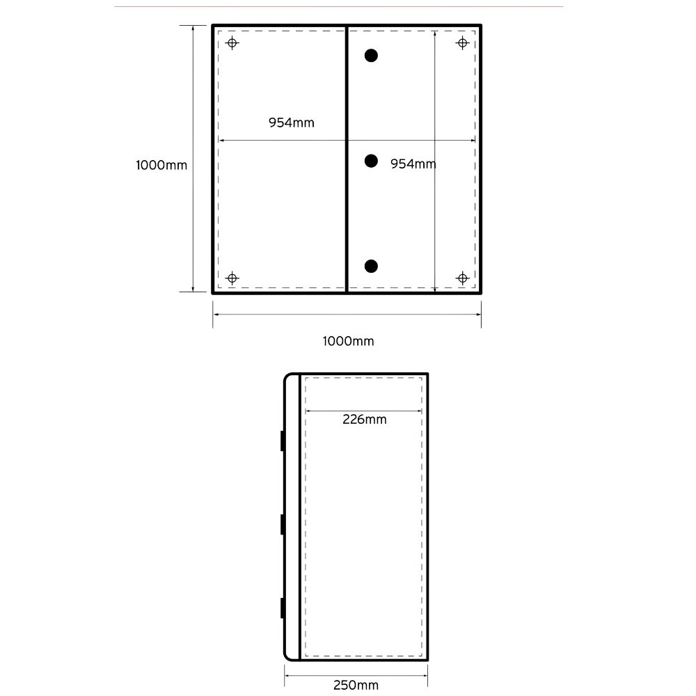 Niglon | MS10010025 | Double Door Mild Steel Enclosure | IP55 | 1000mm x 1000mm x 250mm 2 Niglon MS10010025 Double Door Mild Steel Enclosure IP55