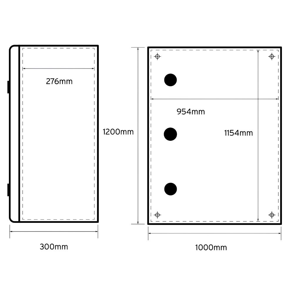 Niglon | MS12010030 | Painted Mild Steel Enclosure | IP66 | 1200mm x 1000mm x 300mm 2 Niglon MS12010030 Painted Mild Steel Enclosure IP66
