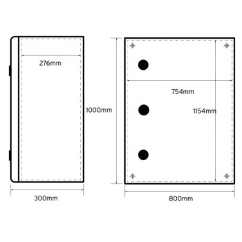Niglon | MS1208030 | Painted Mild Steel Enclosure | IP66 | 1200mm x 800mm x 300mm